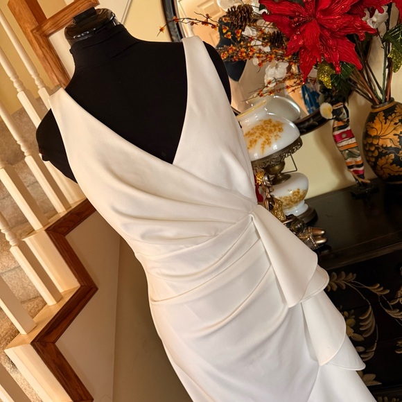 Betsy & Adam Elegant White Asymmetrical Dress - Picture 7 of 16